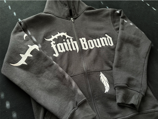 Faith Bound Graphic Zip up BLACK/WHITE